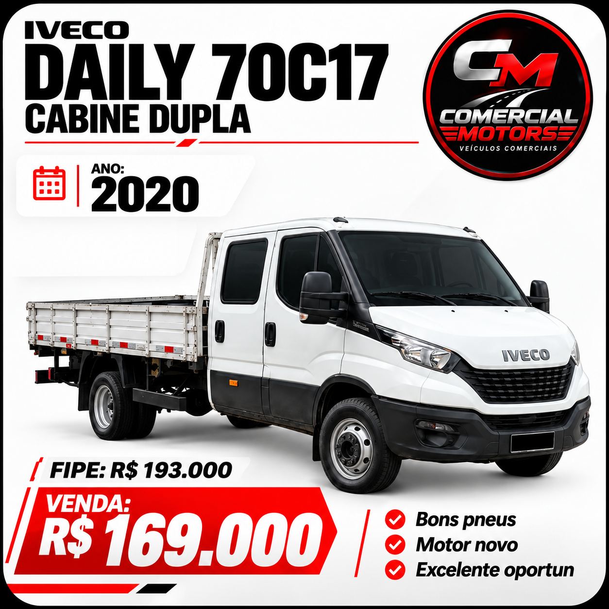 Iveco DAILY 70C17 CABINE DUPLA 2020